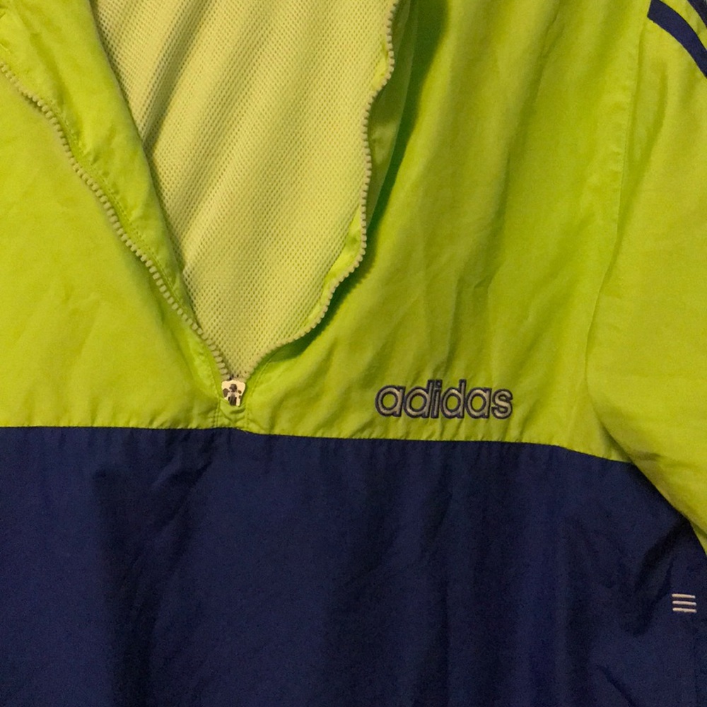 Adidas Neon Green and Blue Zipped Windbreaker